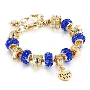 COPY - Charms Crystal Heart of Gold Plated, Red Charms Bracelet for Women/Teens